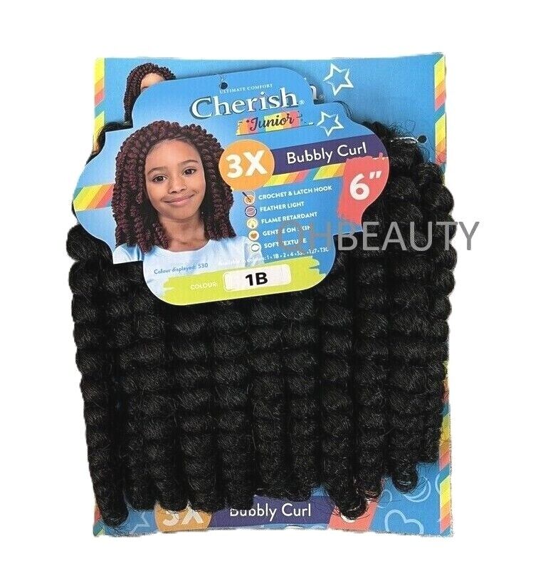 CHERISH SYNTHETIC JUNIOR KIDS CROCHET BRAID HAIR EXTENSION - BUBBLY CURL 6 INCH