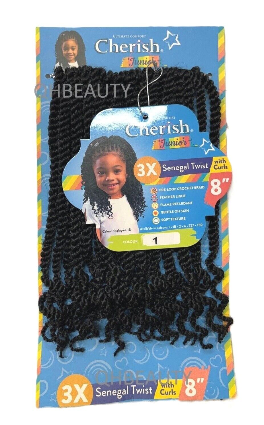 CHERISH SYNTHETIC JUNIOR KIDS BRAID HAIR EXTENSION - SENEGAL TWIST WITH CURLS 8