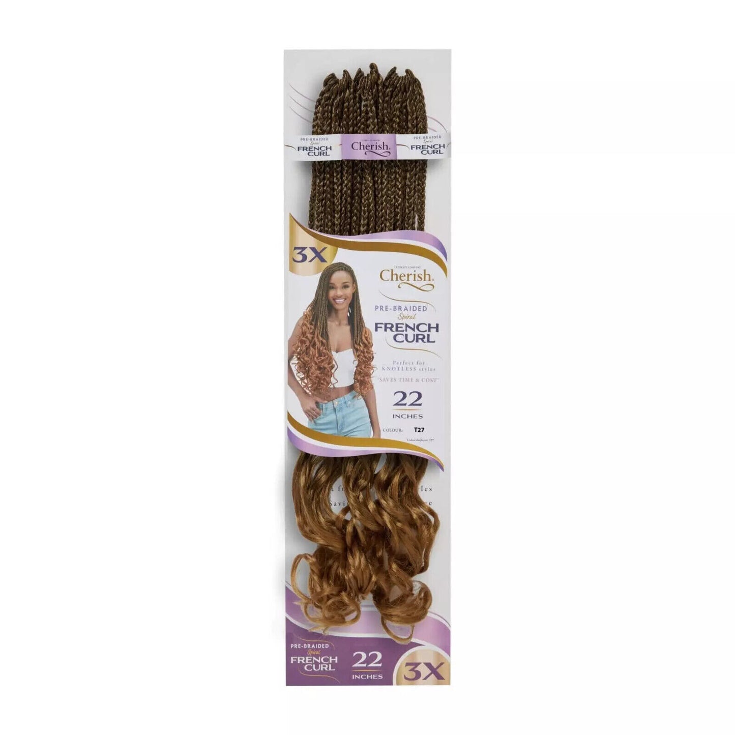 CHERISH SYNTHETIC CURLY HAIR EXTENSION BRAID - PRE BRAIDED SPIRAL FRENCH CURL 22