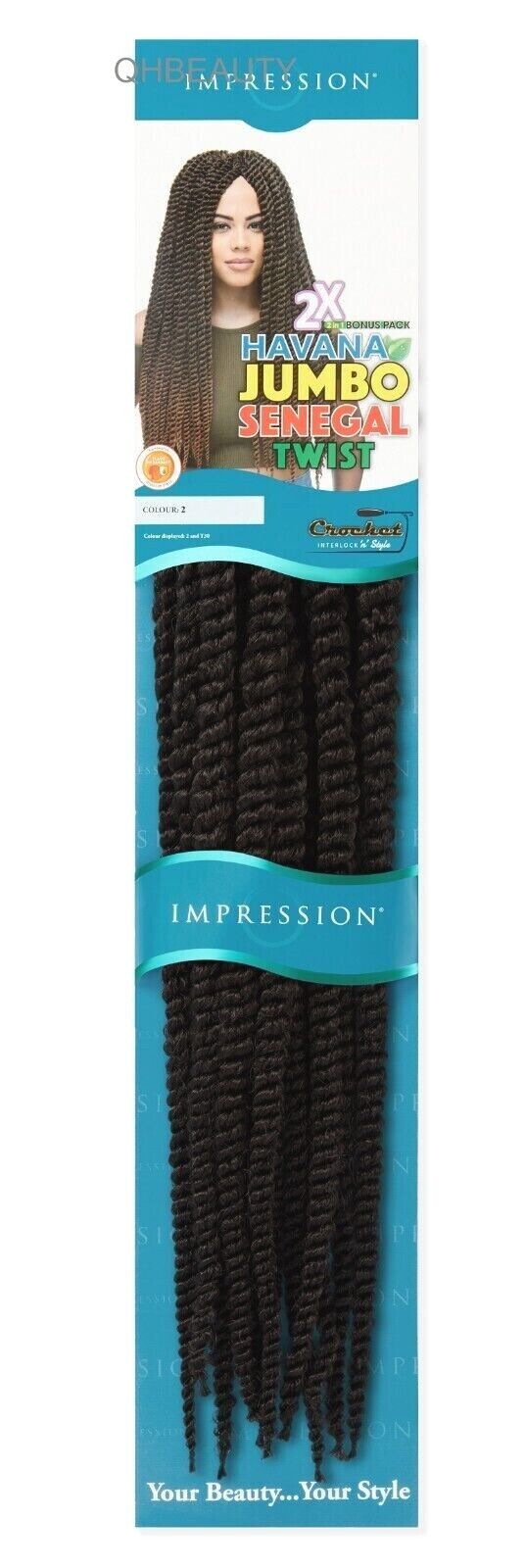 IMPRESSION CROCHET BULK HAIR EXTENSION BRAID - 2 X HAVANA JUMBO SENEGAL TWIST