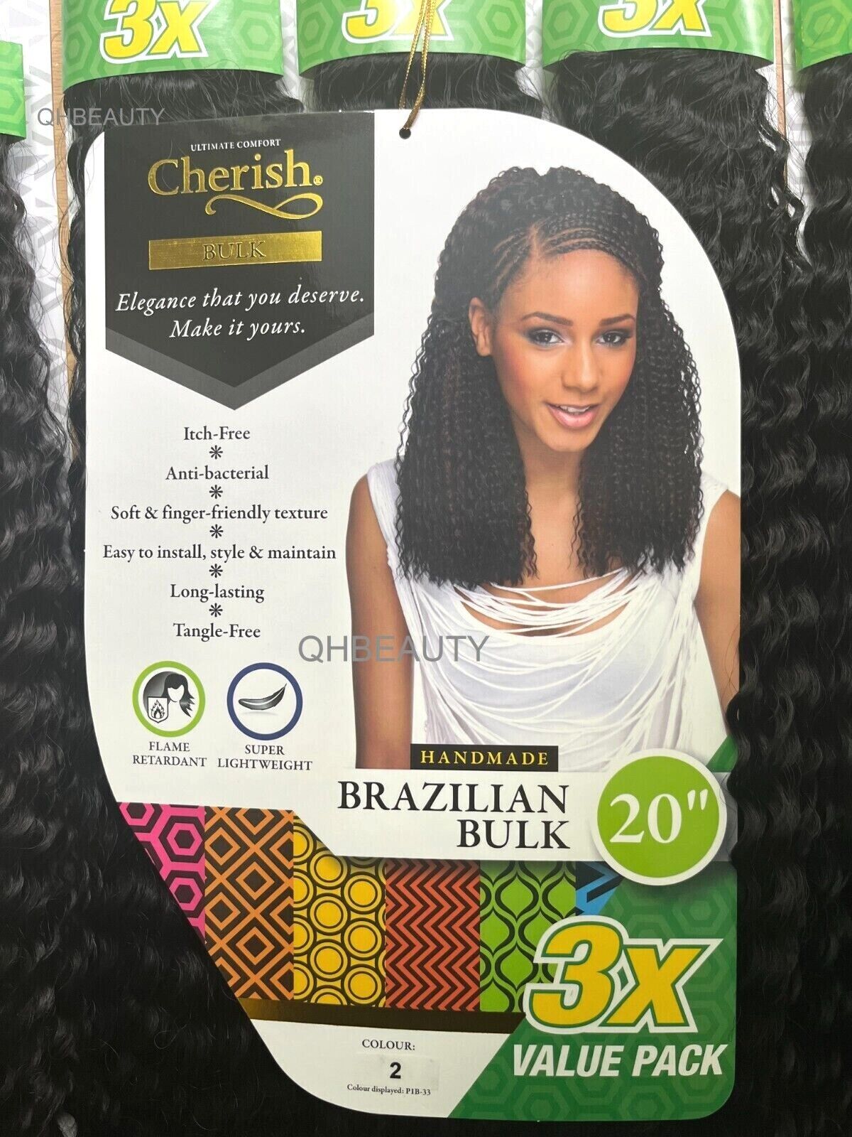 Cherish Synthetic Crochet Braid Hair Extension Handmade 3 x Brazilian Bulk 20"