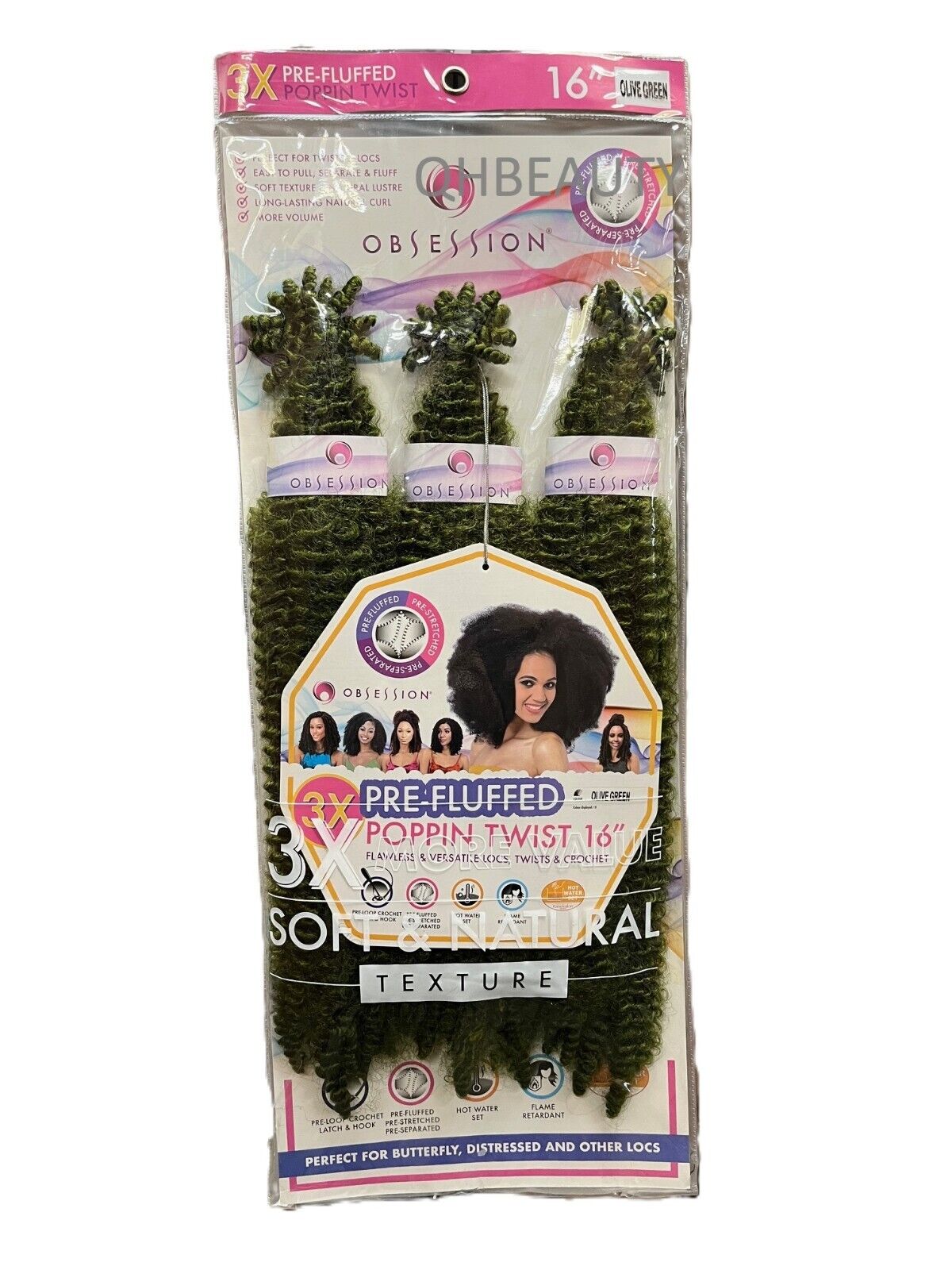 OBSESSION SYNTHETIC CROCHET SOFT BRAID 3X PRE-FLUFFED - POPPIN TWIST 16'' & 20"