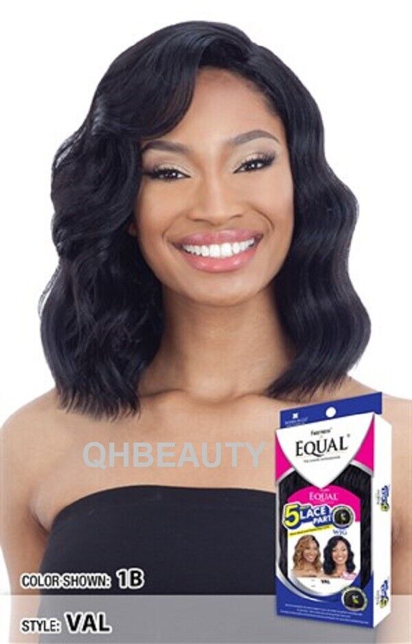 FREETRESS EQUAL SYNTHETIC 5 INCH LACE PART WAVY CURLY HAIR WIG - VAL