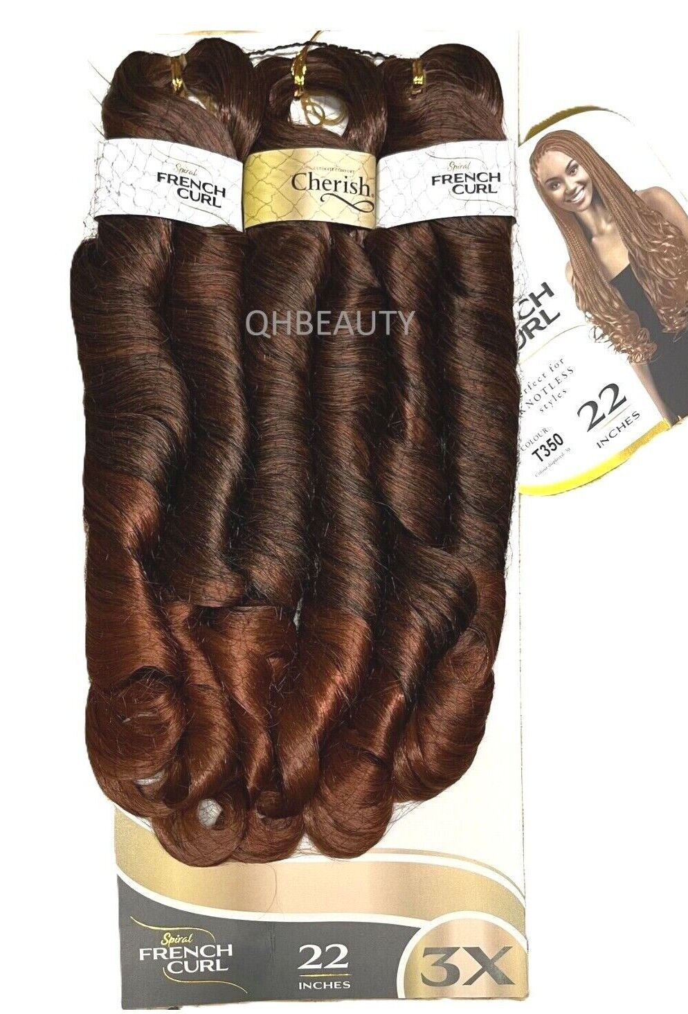 CHERISH SYNTHETIC CURLY SPIRAL HAIR EXTENSION BRAID - 3 x SPIRAL FRENCH CURL 22