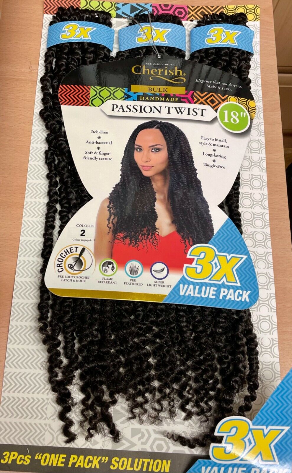 Cherish Synthetic Crochet Braid Hair Extension Handmade 3 x Passion Twist 18"