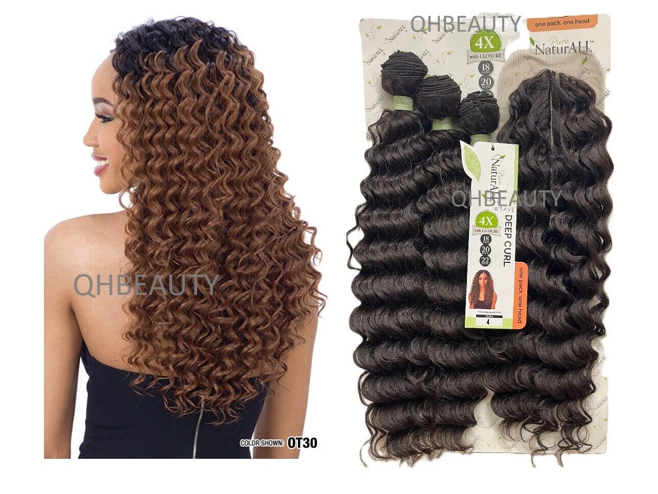 NaturALL SYNTHETIC CURLY HAIR EXTENSION 4 PCS WEAVE - DEEP CURL 18/20/22 INCHES