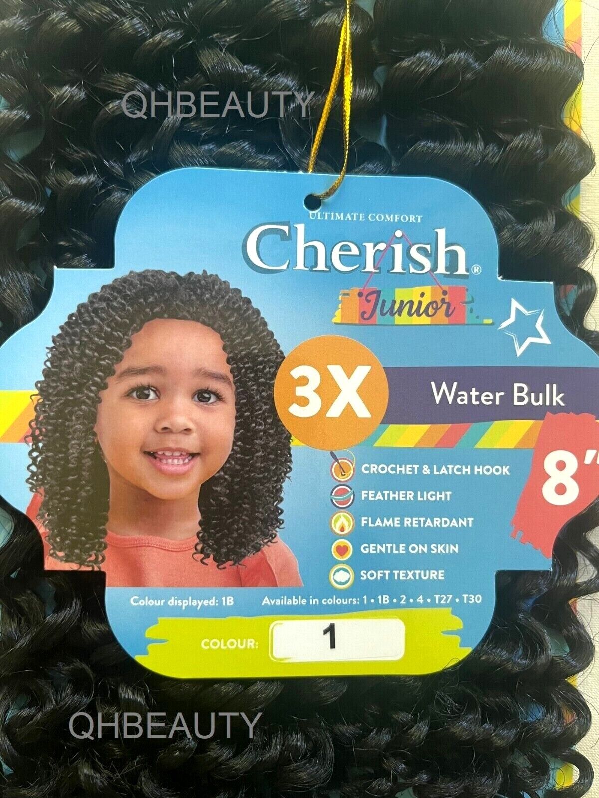CHERISH SYNTHETIC JUNIOR KIDS CROCHET BRAID HAIR EXTENSION - 3 X WATER BULK 8''