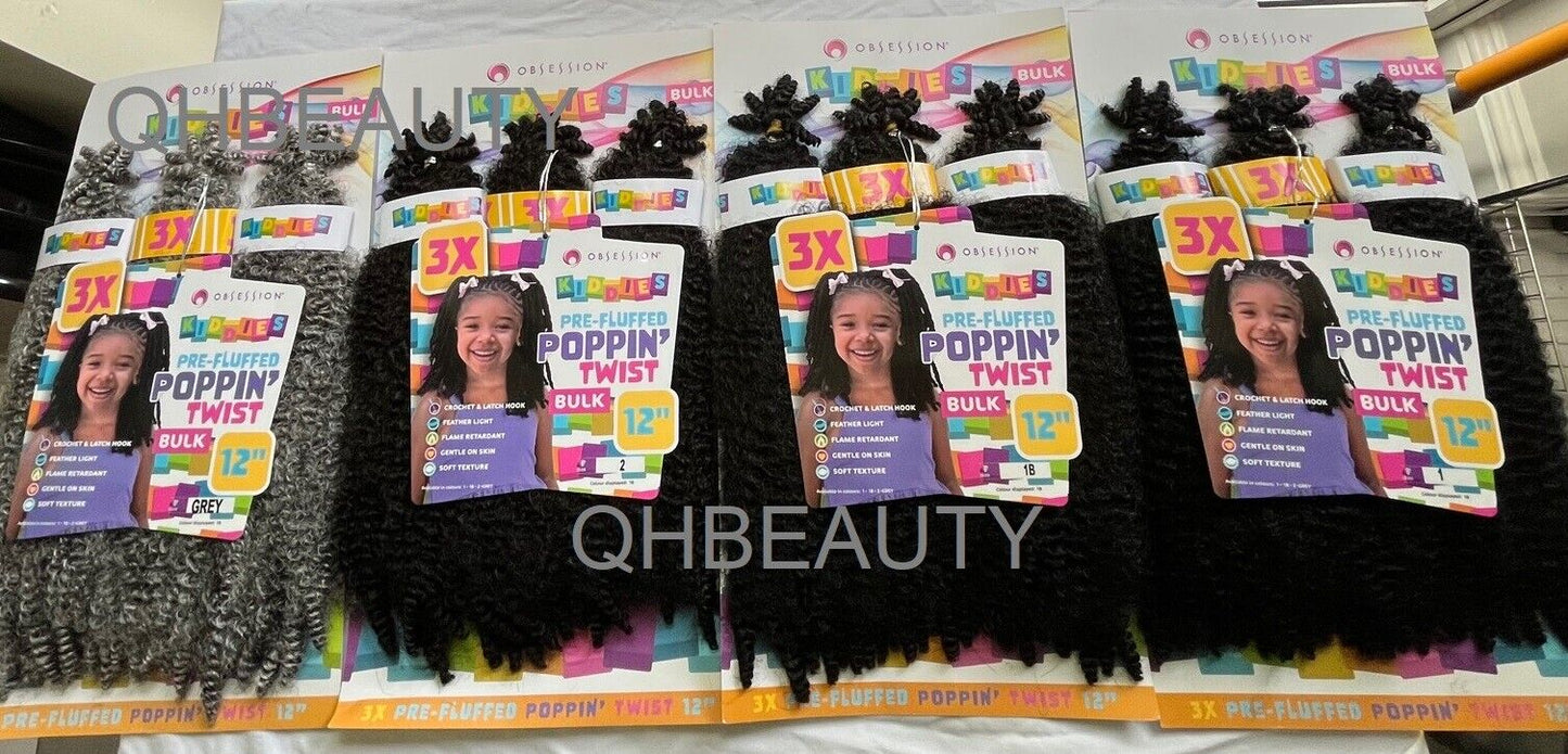 OBSESSION SYNTHETIC KIDS CROCHET BRAID HAIR EXTENSION BULK - POPPIN TWIST 12''