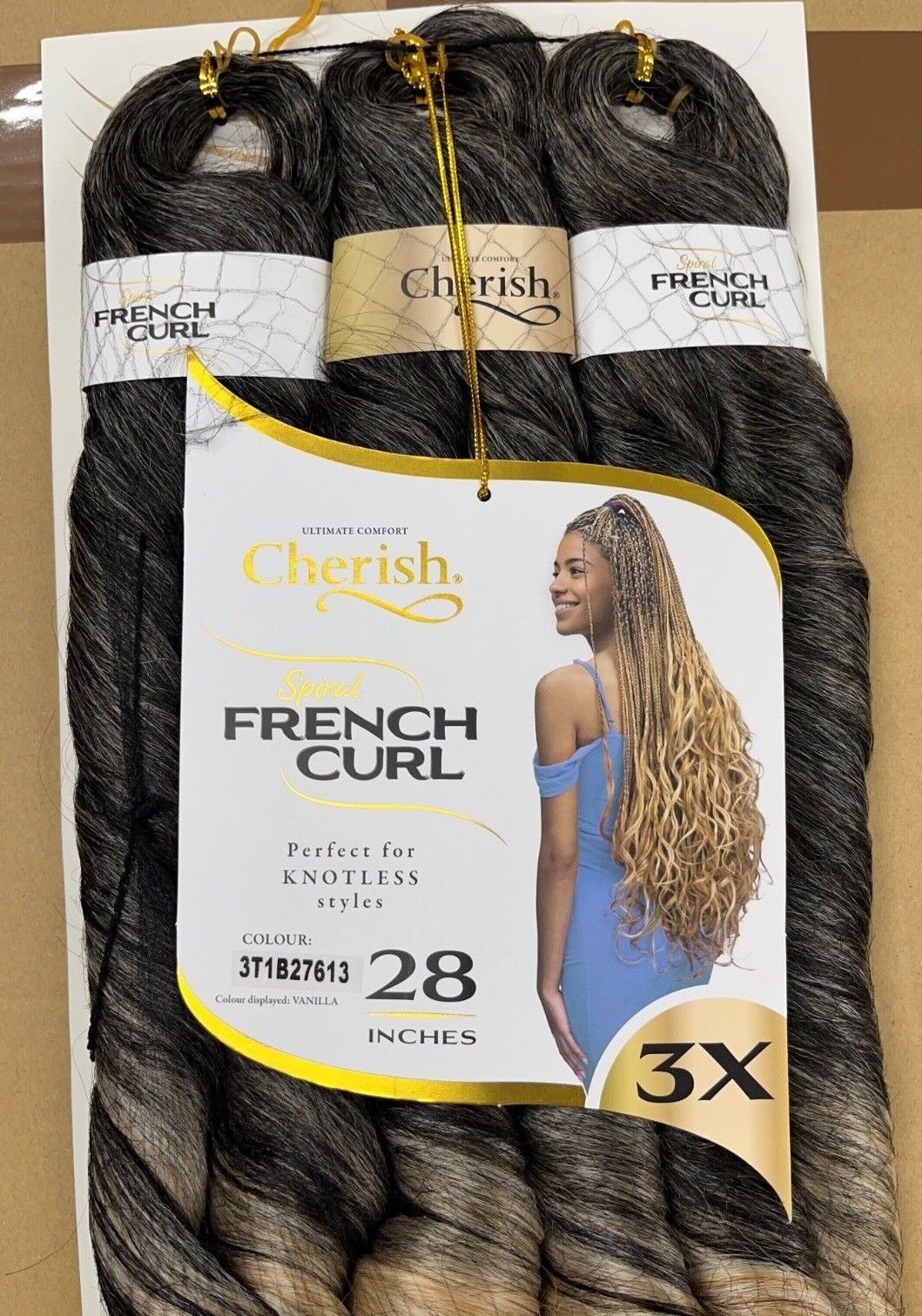 CHERISH SYNTHETIC CURLY HAIR EXTENSION BRAID - 3 x SPIRAL FRENCH CURL 28 INCHES