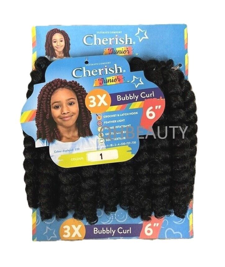 CHERISH SYNTHETIC JUNIOR KIDS CROCHET BRAID HAIR EXTENSION - BUBBLY CURL 6 INCH