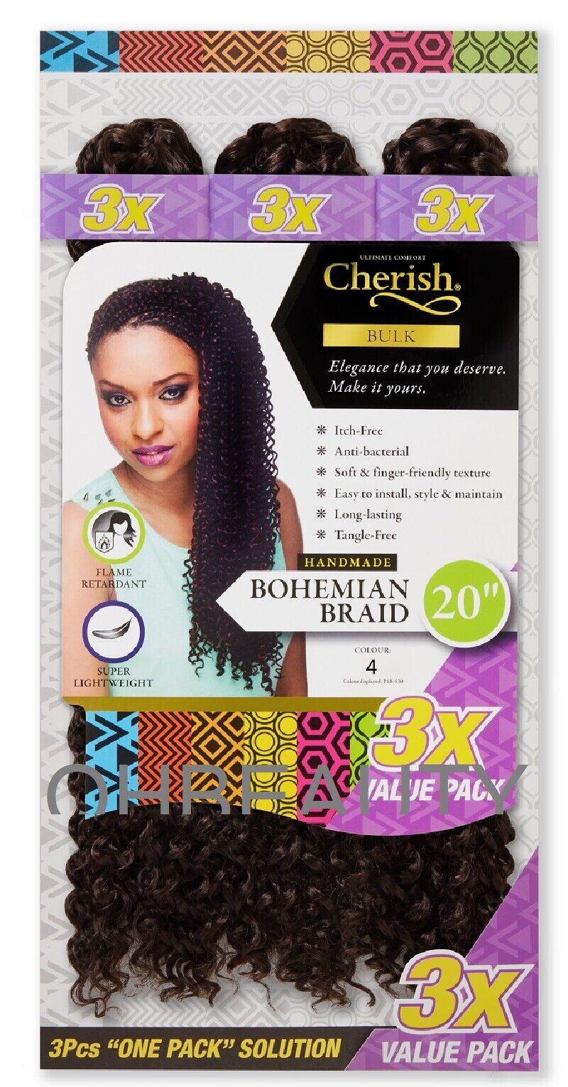Cherish Synthetic Crochet Hair Extension Handmade 3 x BOHEMIAN BRAID 16 & 20 ''