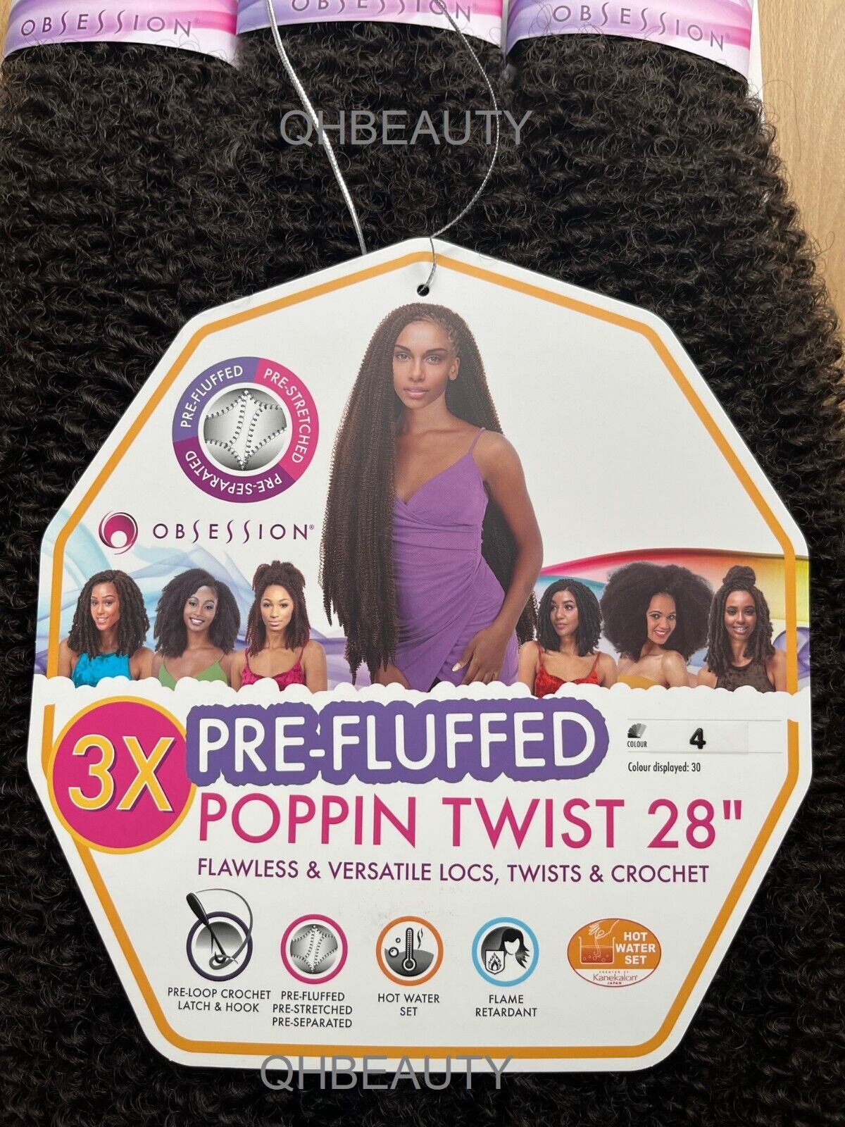 OBSESSION SYNTHETIC CROCHET BRAID 3X PRE-FLUFFED - POPPIN TWIST 28 INCHES