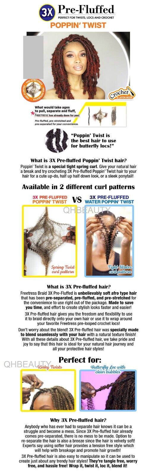 OBSESSION SYNTHETIC CROCHET BRAID 3X PRE-FLUFFED - POPPIN TWIST 28 INCHES