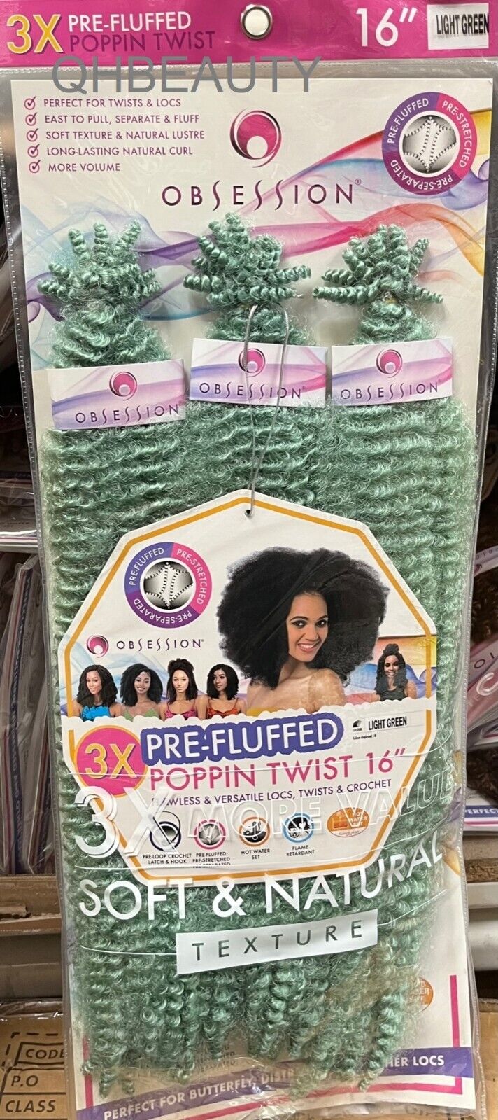 OBSESSION SYNTHETIC CROCHET SOFT BRAID 3X PRE-FLUFFED - POPPIN TWIST 16'' & 20"