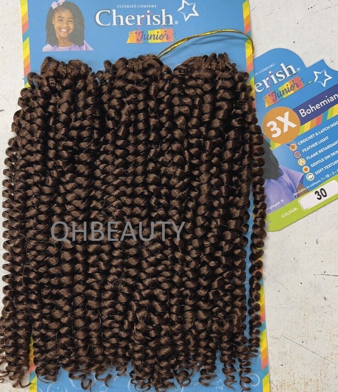 CHERISH SYNTHETIC JUNIOR KIDS CROCHET BRAID HAIR EXTENSION BOHEMIAN CURL 8 INCH