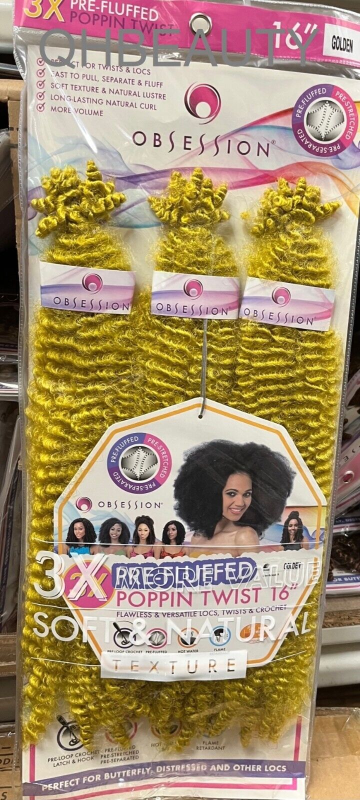 OBSESSION SYNTHETIC CROCHET SOFT BRAID 3X PRE-FLUFFED - POPPIN TWIST 16'' & 20"
