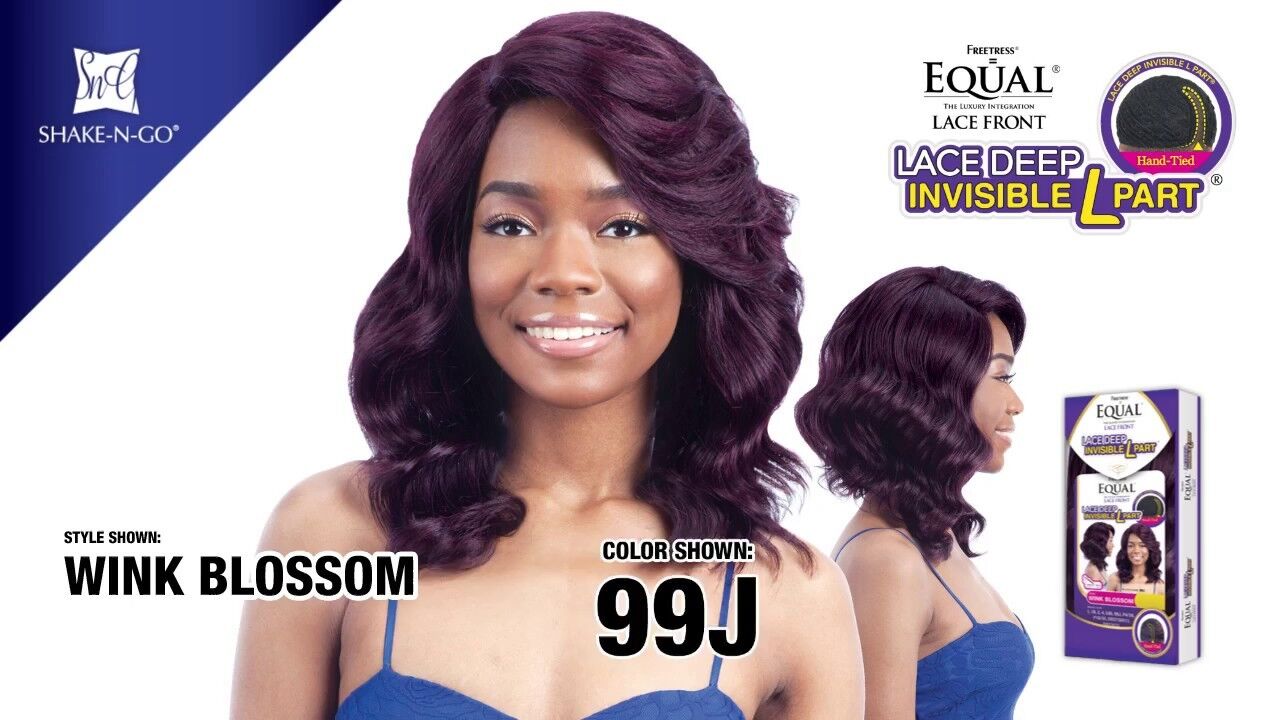 FREETRESS EQUAL SYNTHETIC LACE FRONT L PART WAVY HAIR WIG - WINK BLOSSOM