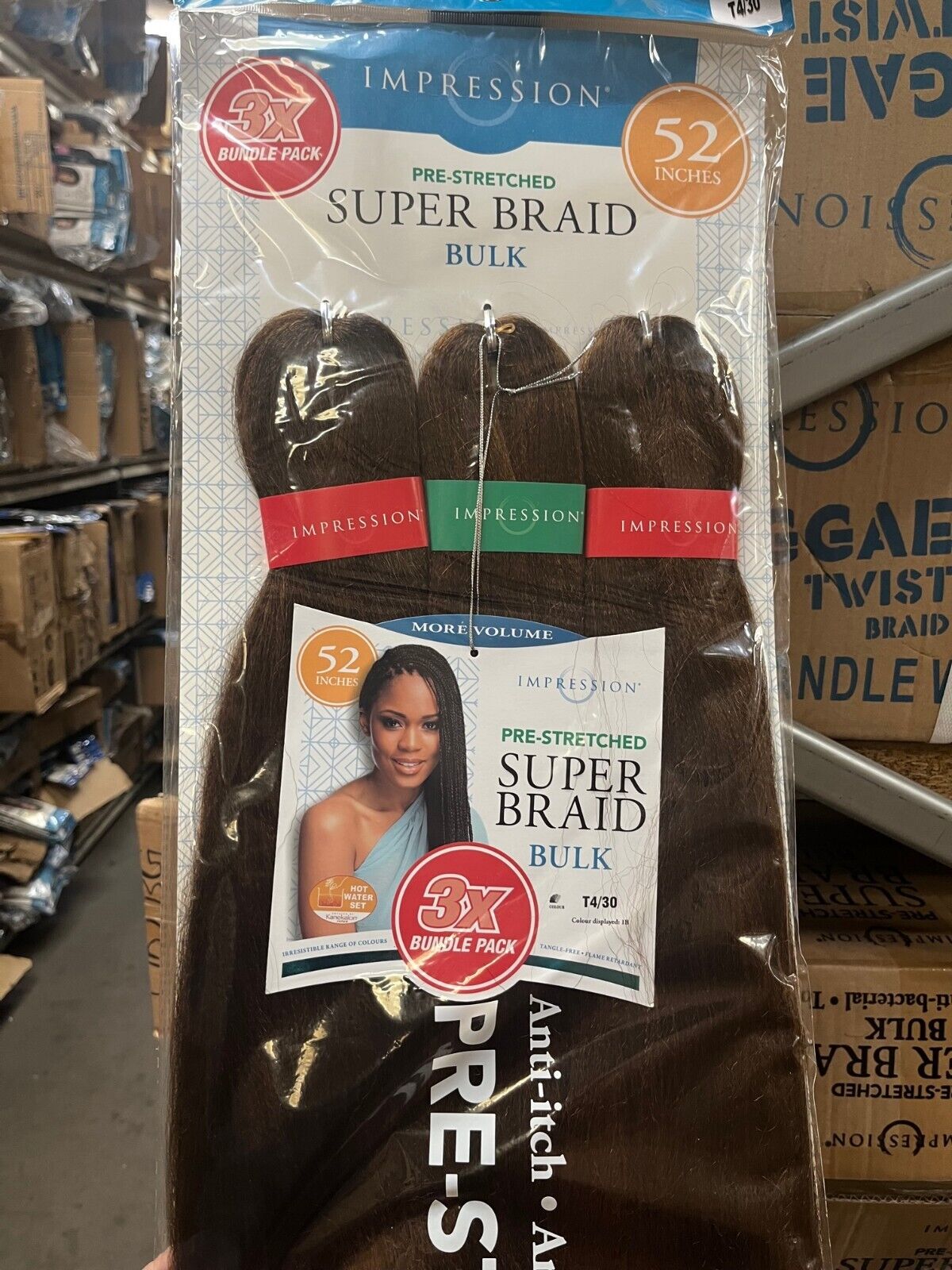 Impression Synthetic 3 X Bundle Pack Crochet Hair Extensions - Super Braid 52 "
