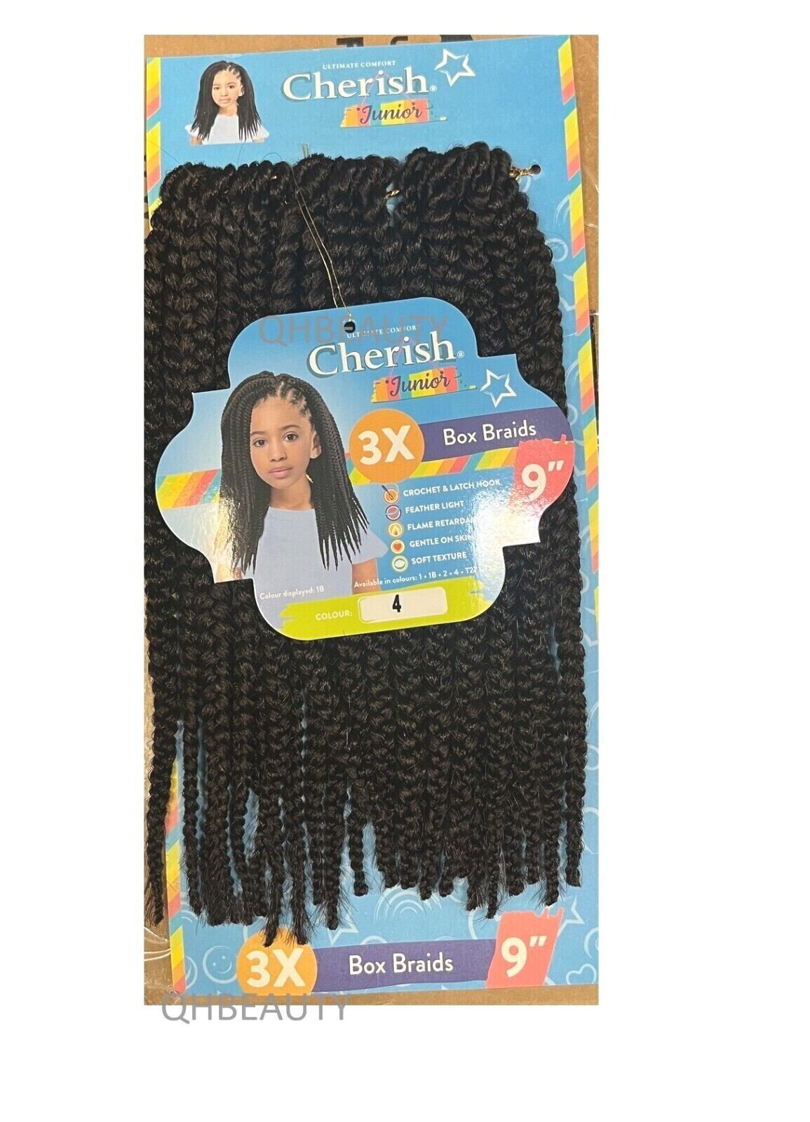 CHERISH SYNTHETIC JUNIOR KIDS CROCHET BRAID HAIR EXTENSION - 3 X BOX BRAIDS 9''
