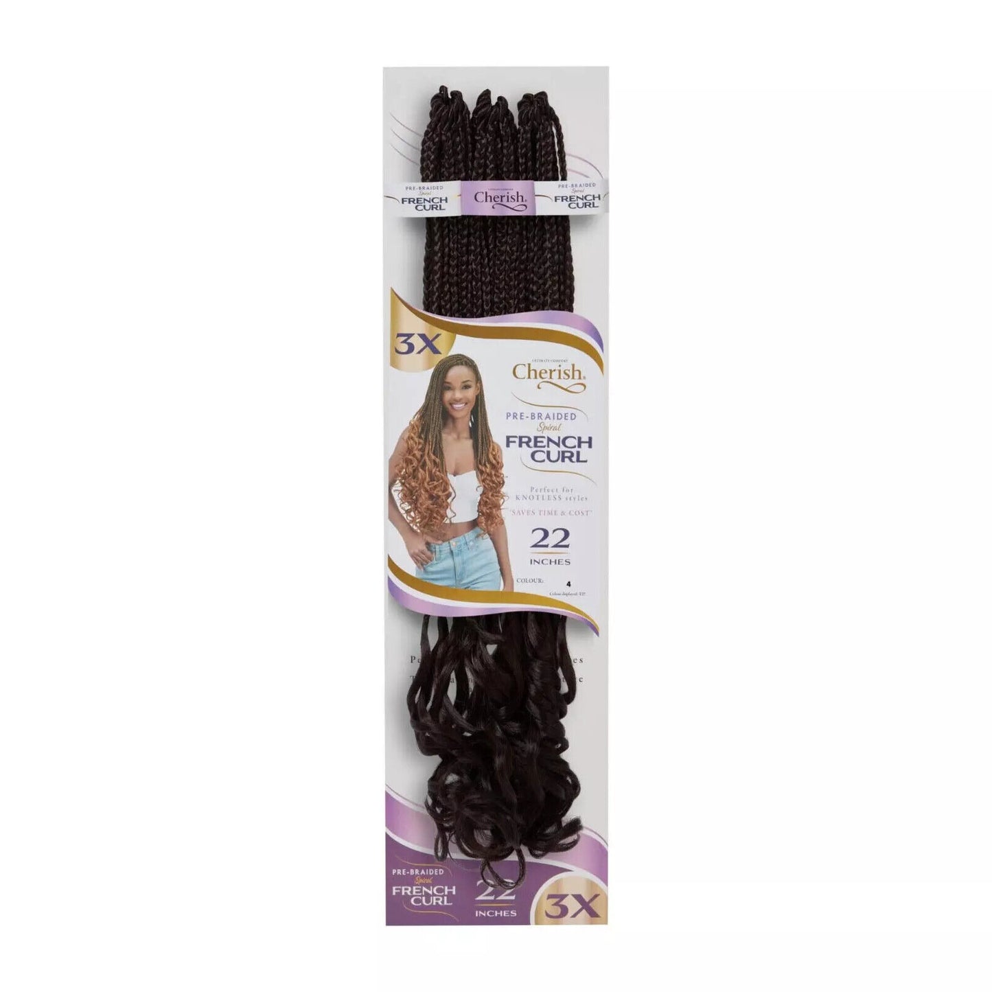 CHERISH SYNTHETIC CURLY HAIR EXTENSION BRAID - PRE BRAIDED SPIRAL FRENCH CURL 22