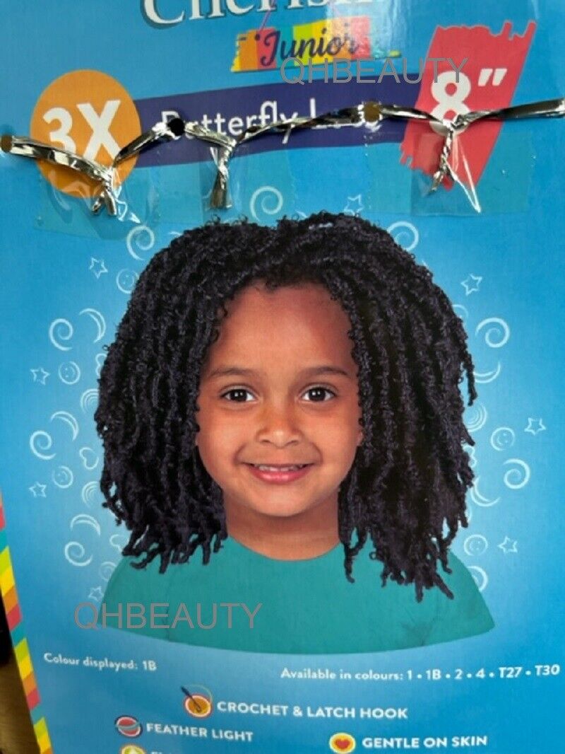 CHERISH SYNTHETIC JUNIOR KIDS CROCHET BRAID HAIR EXTENSION - 3 X BUTTERFLY LOCS 8 ''