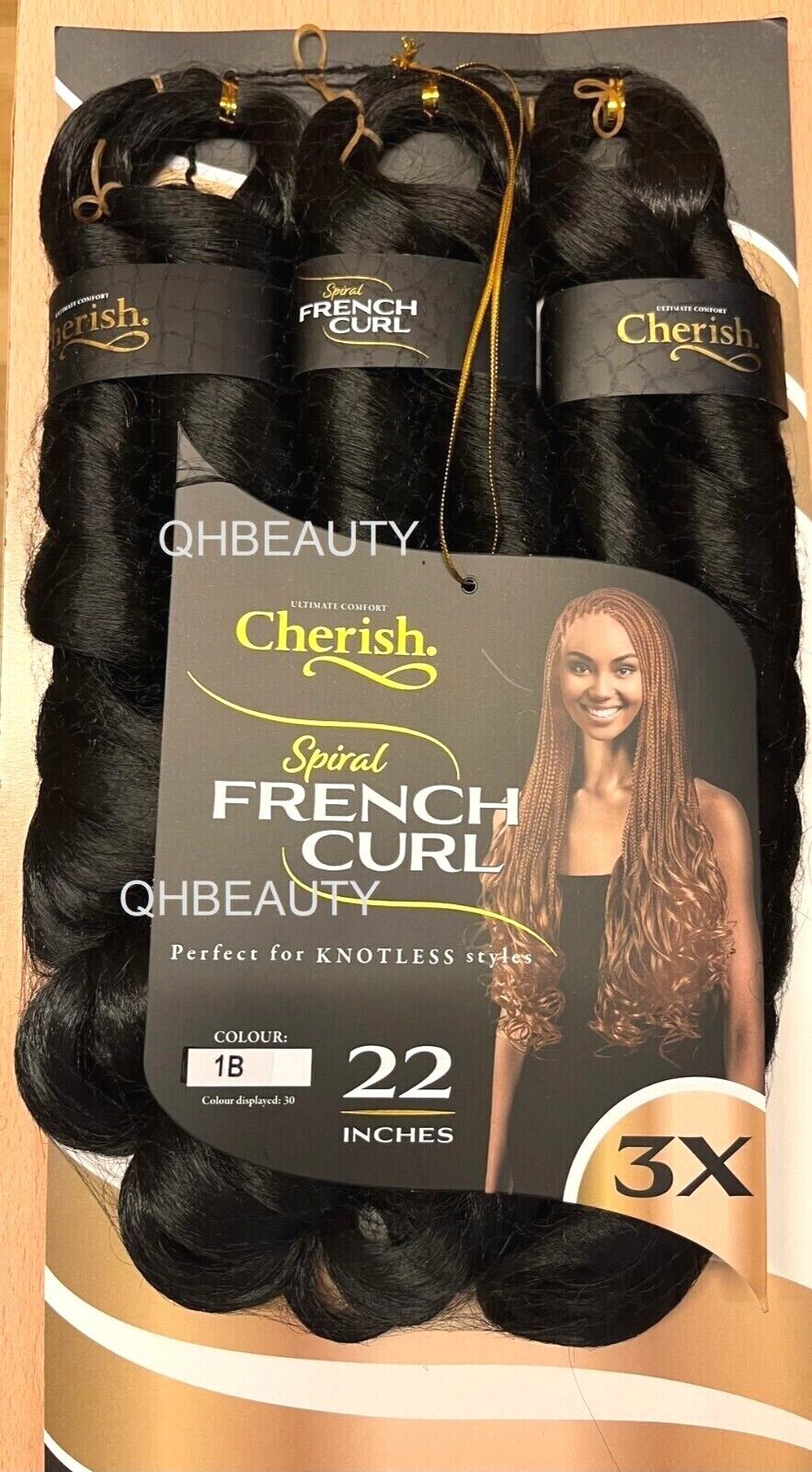 CHERISH SYNTHETIC CURLY SPIRAL HAIR EXTENSION BRAID - 3 x SPIRAL FRENCH CURL 22