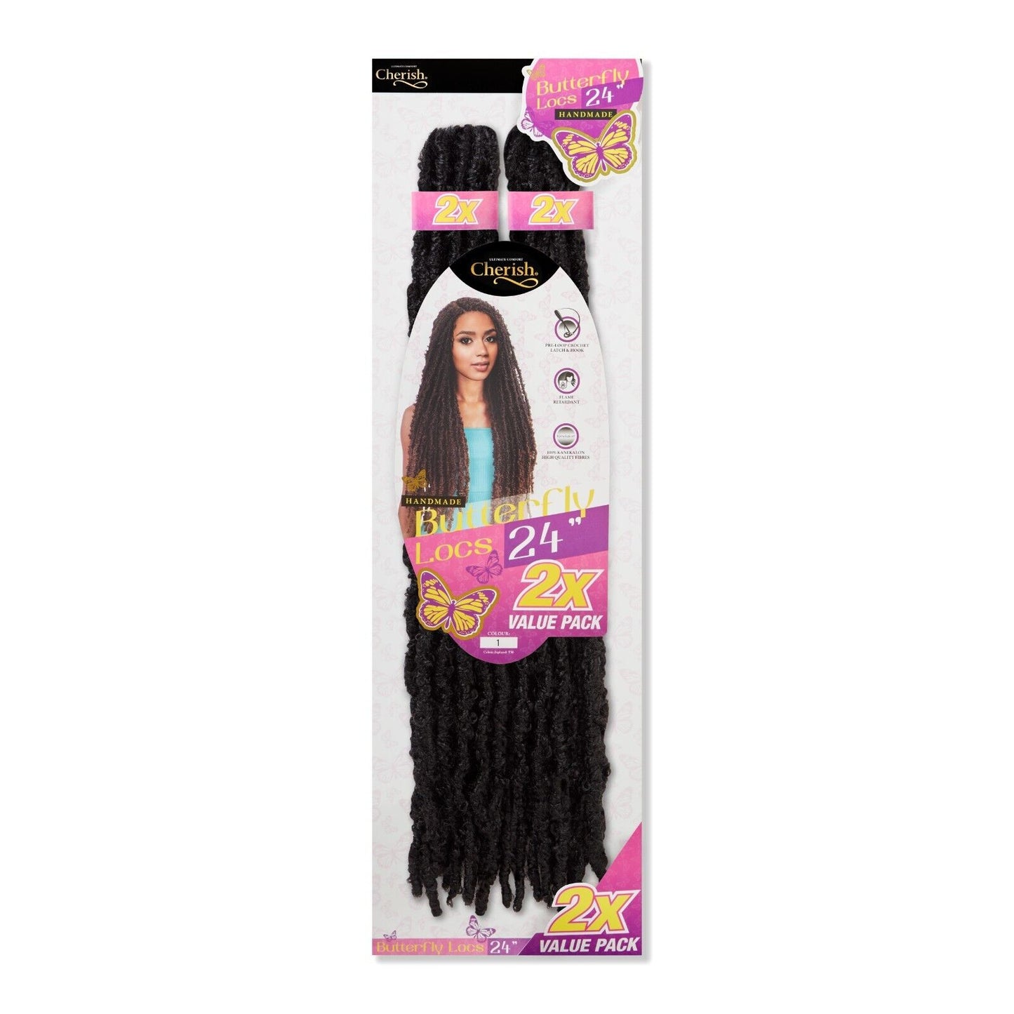 CHERISH SYNTHETIC CROCHET LONG HAIR EXTENSION PRE LOOP BRAID - BUTTERFLY LOC 24"