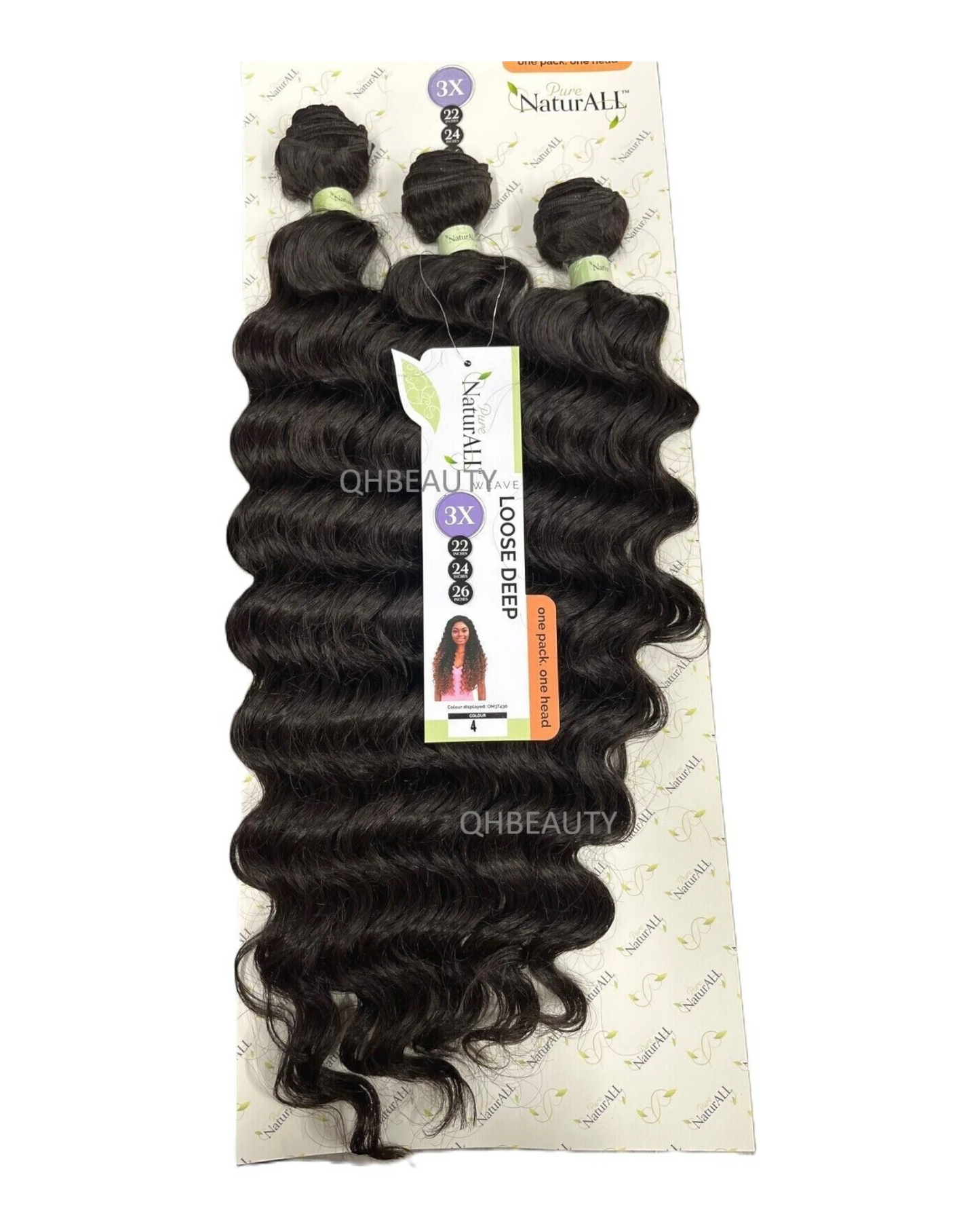 NaturALL SYNTHETIC CURLY HAIR EXTENSION 3 PCS WEAVE - LOOSE DEEP 22/24/26 INCHES