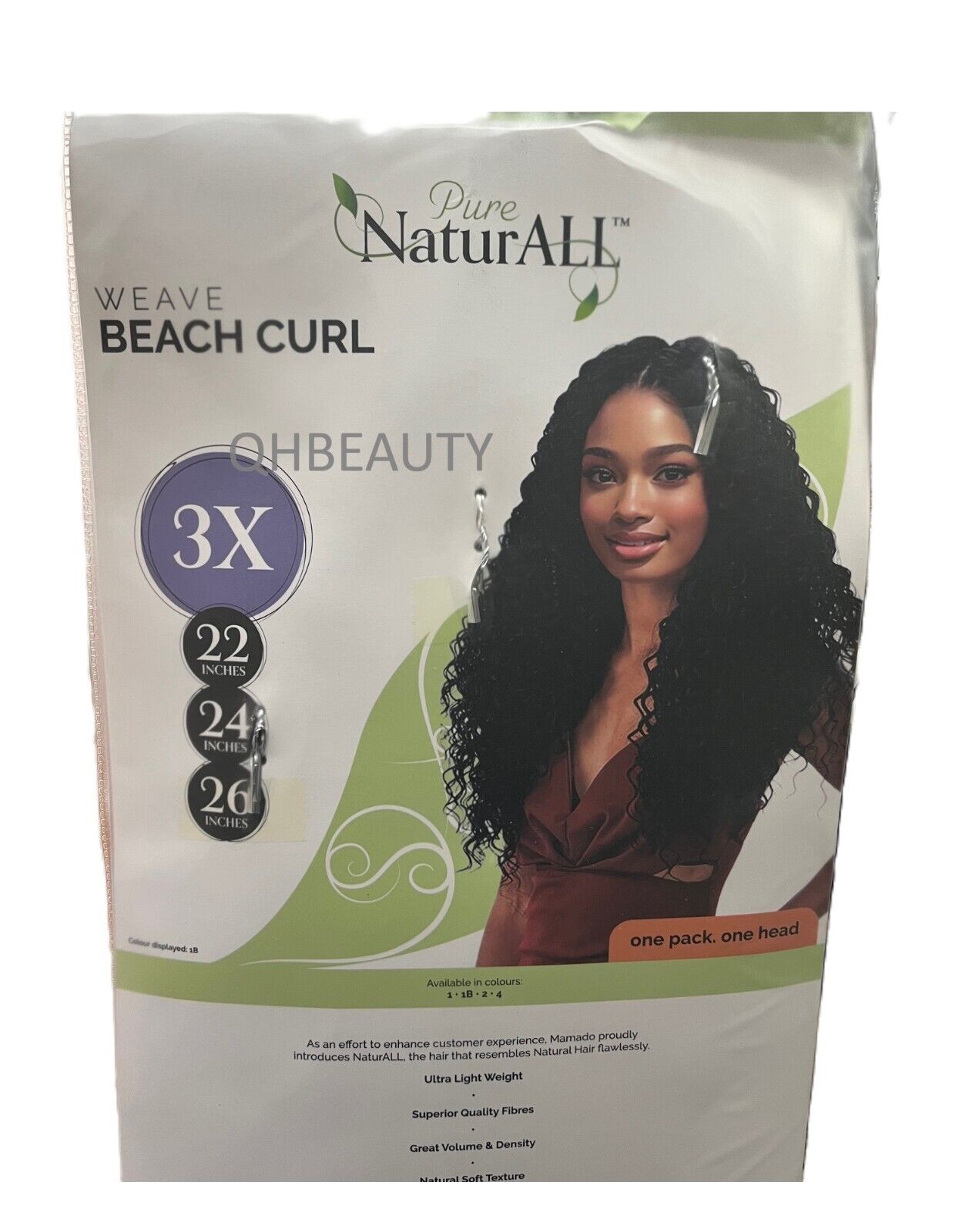 NaturALL SYNTHETIC CURLY HAIR EXTENSION 3 PCS WEAVE - BEACH CURL 22/24/26 INCHES