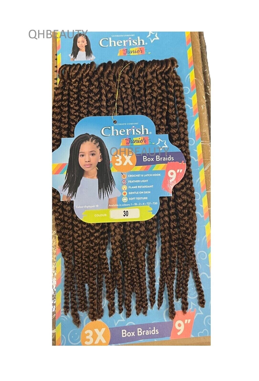 CHERISH SYNTHETIC JUNIOR KIDS CROCHET BRAID HAIR EXTENSION - 3 X BOX BRAIDS 9''