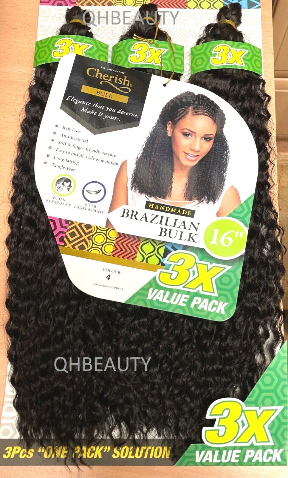 Cherish Synthetic Crochet Braid Hair Extension Handmade 3 x Brazilian Bulk 16''
