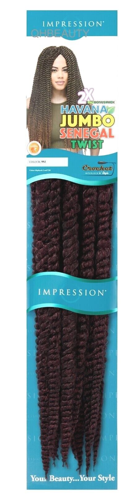 IMPRESSION CROCHET BULK HAIR EXTENSION BRAID - 2 X HAVANA JUMBO SENEGAL TWIST