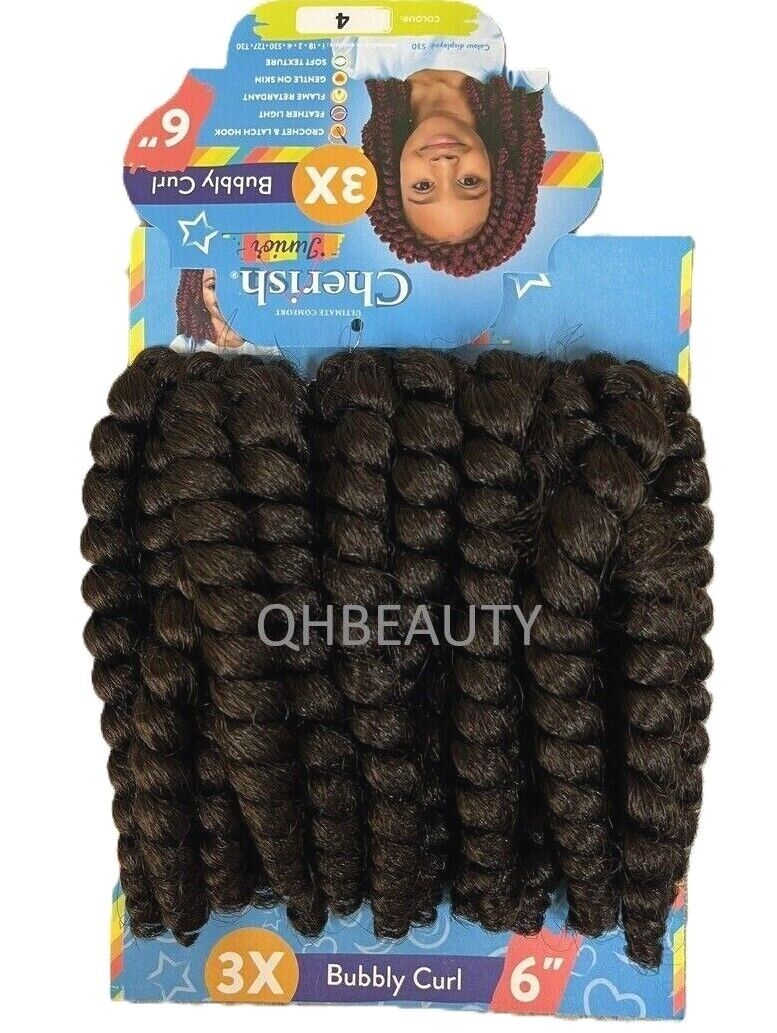 CHERISH SYNTHETIC JUNIOR KIDS CROCHET BRAID HAIR EXTENSION - BUBBLY CURL 6 INCH