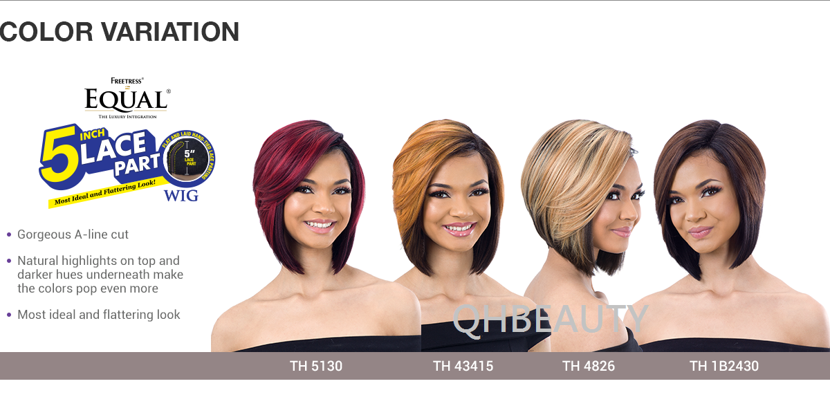 FREETRESS EQUAL SYNTHETIC 5 INCH LACE PART SHORT STRAIGHT HAIR WIG - VASHANTI