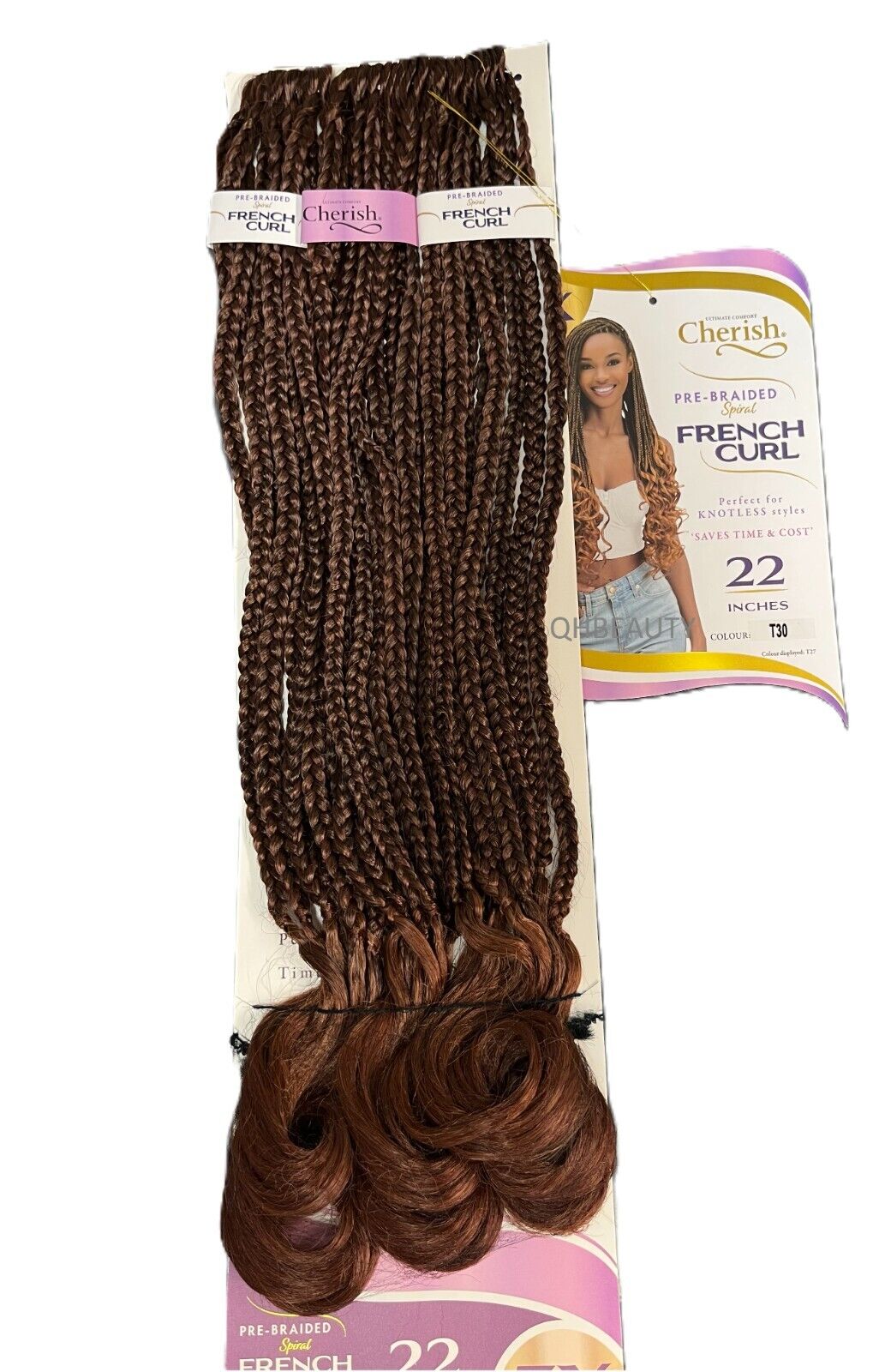 CHERISH SYNTHETIC CURLY HAIR EXTENSION BRAID - PRE BRAIDED SPIRAL FRENCH CURL 22