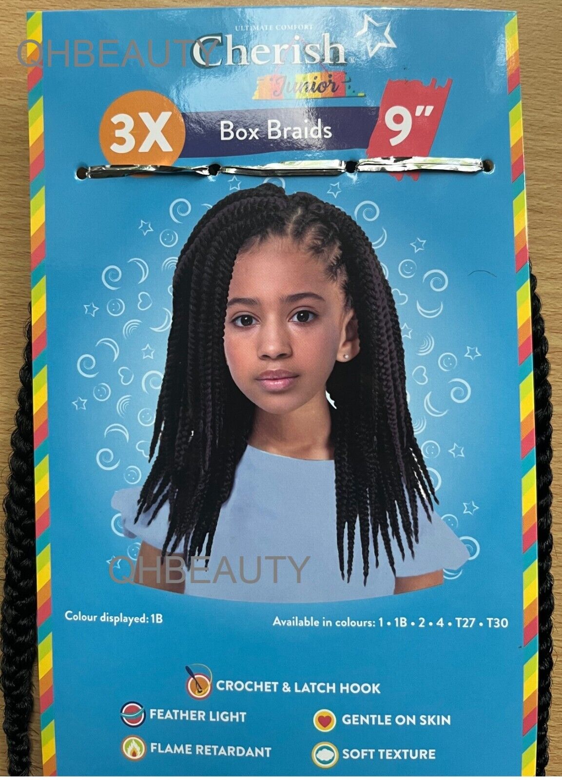 CHERISH SYNTHETIC JUNIOR KIDS CROCHET BRAID HAIR EXTENSION - 3 X BOX BRAIDS 9''