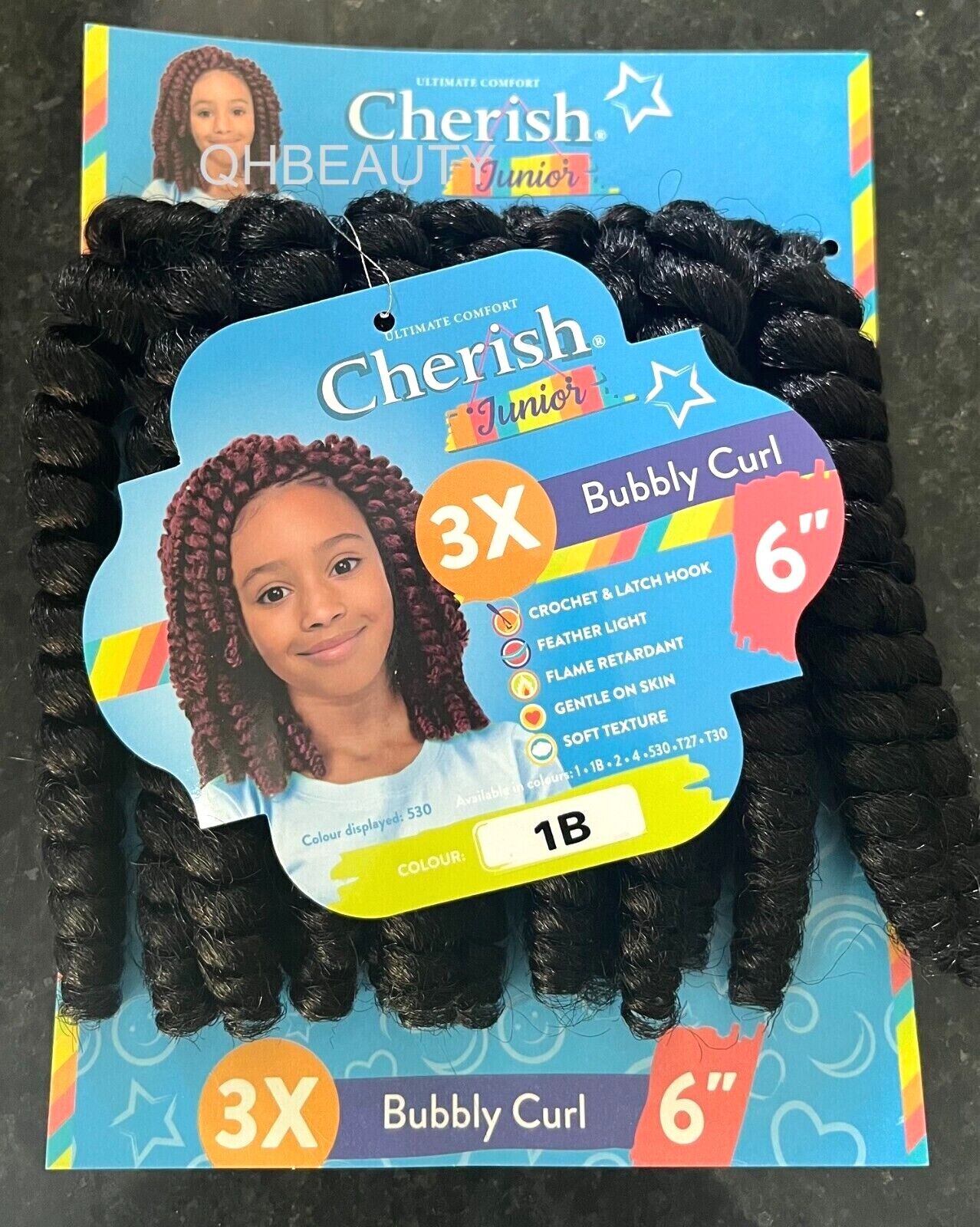 CHERISH SYNTHETIC JUNIOR KIDS CROCHET BRAID HAIR EXTENSION - BUBBLY CURL 6 INCH