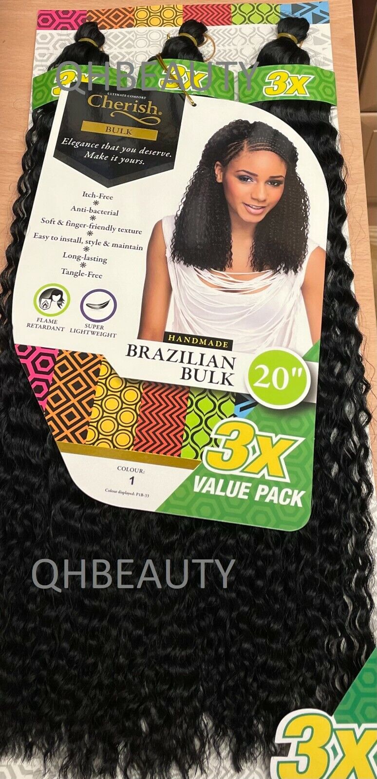 Cherish Synthetic Crochet Braid Hair Extension Handmade 3 x Brazilian Bulk 20"
