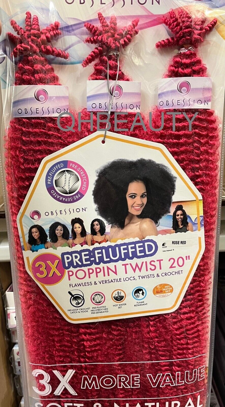OBSESSION SYNTHETIC CROCHET SOFT BRAID 3X PRE-FLUFFED - POPPIN TWIST 16'' & 20"