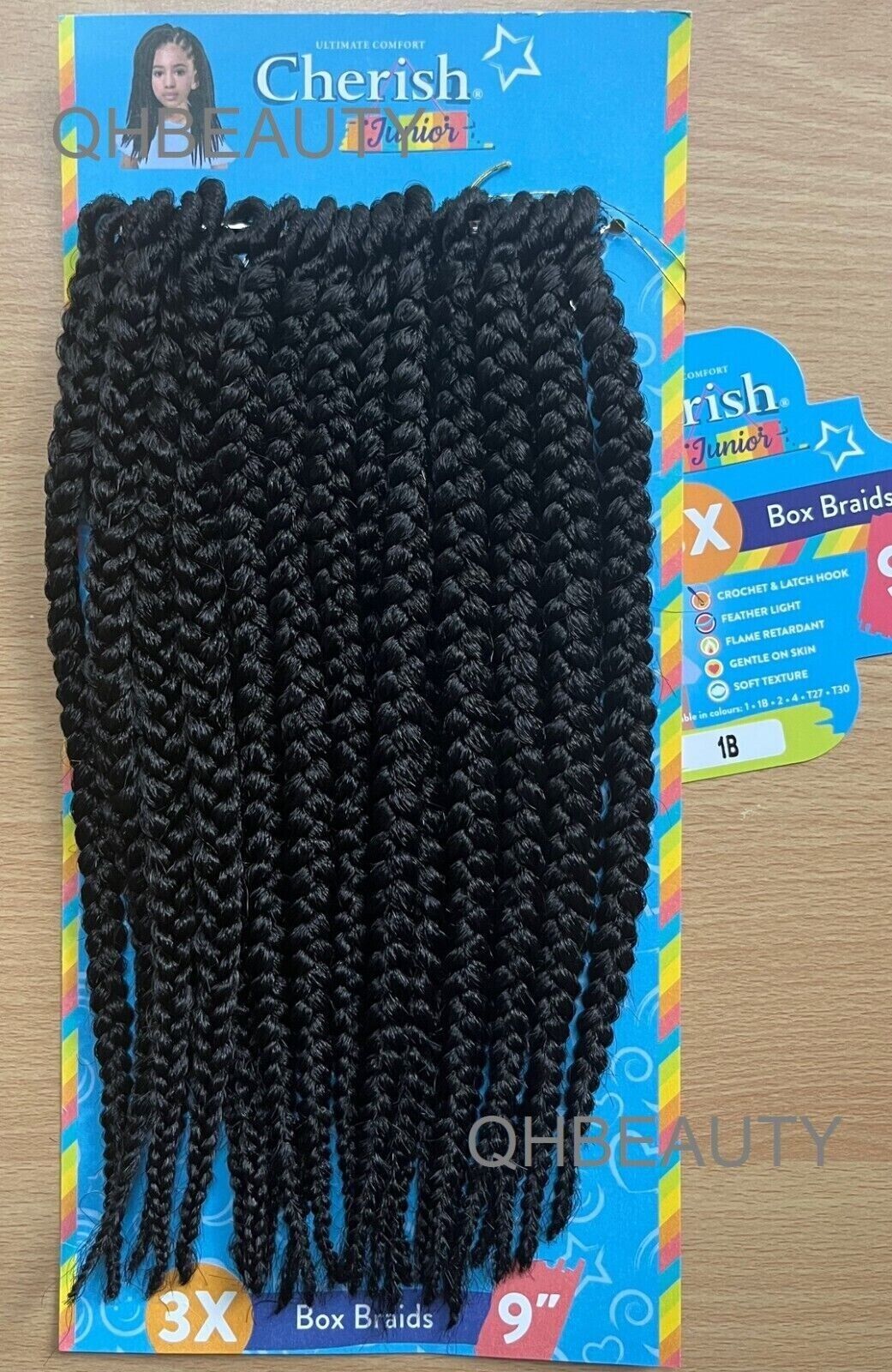CHERISH SYNTHETIC JUNIOR KIDS CROCHET BRAID HAIR EXTENSION - 3 X BOX BRAIDS 9''
