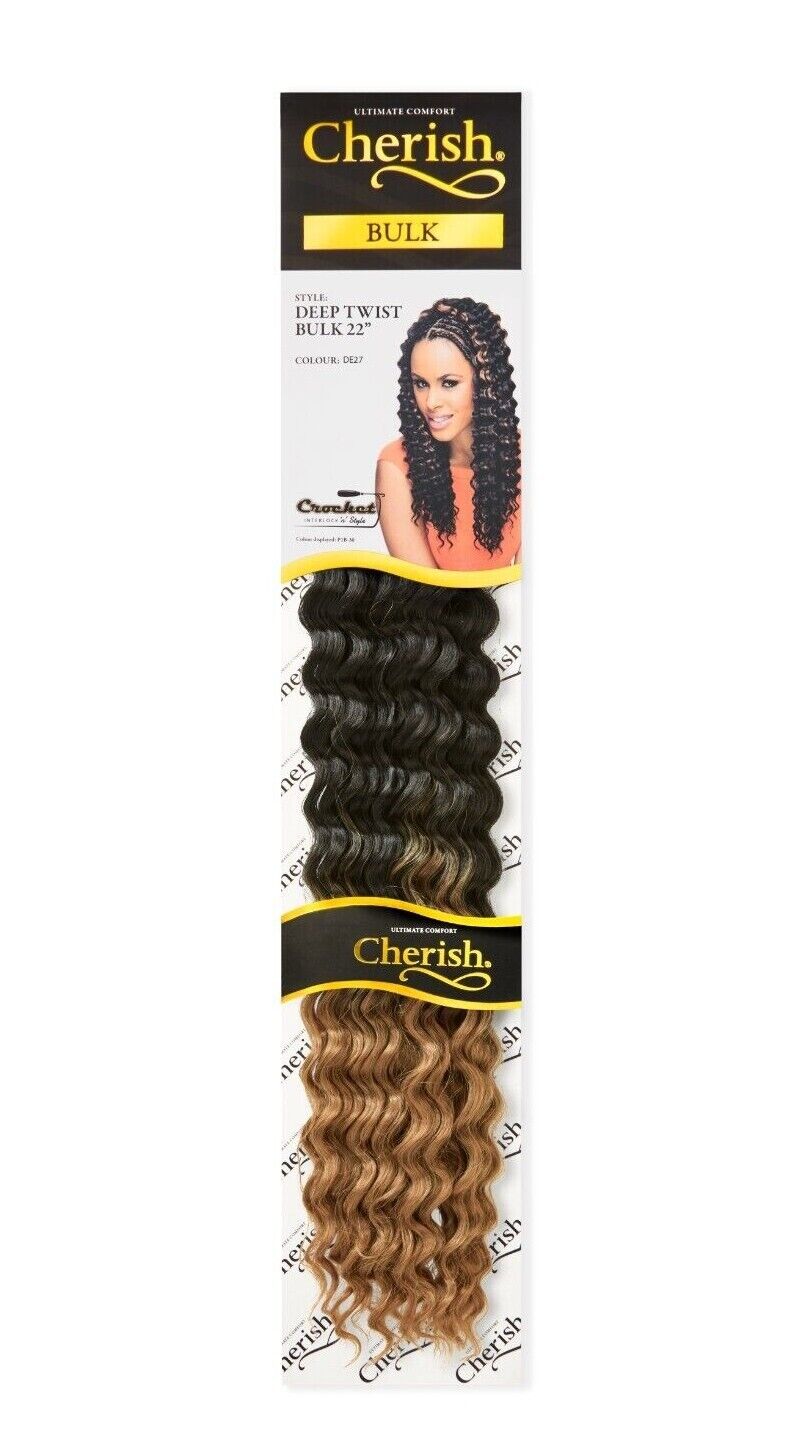 CHERISH SYNTHETIC BULK CROCHET CURLY HAIR EXTENSION BRAIDS - DEEP TWIST 22 INCH