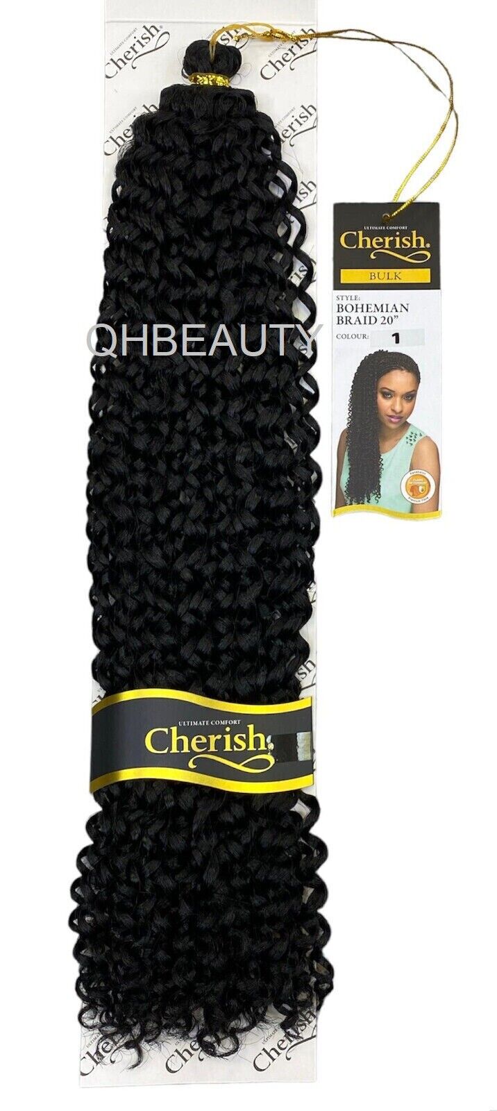 CHERISH SYNTHETIC CROCHET CURLY HAIR EXTENSION BRAID - BOHEMIAN BULK 20 INCH