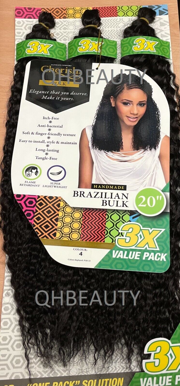 Cherish Synthetic Crochet Braid Hair Extension Handmade 3 x Brazilian Bulk 20"