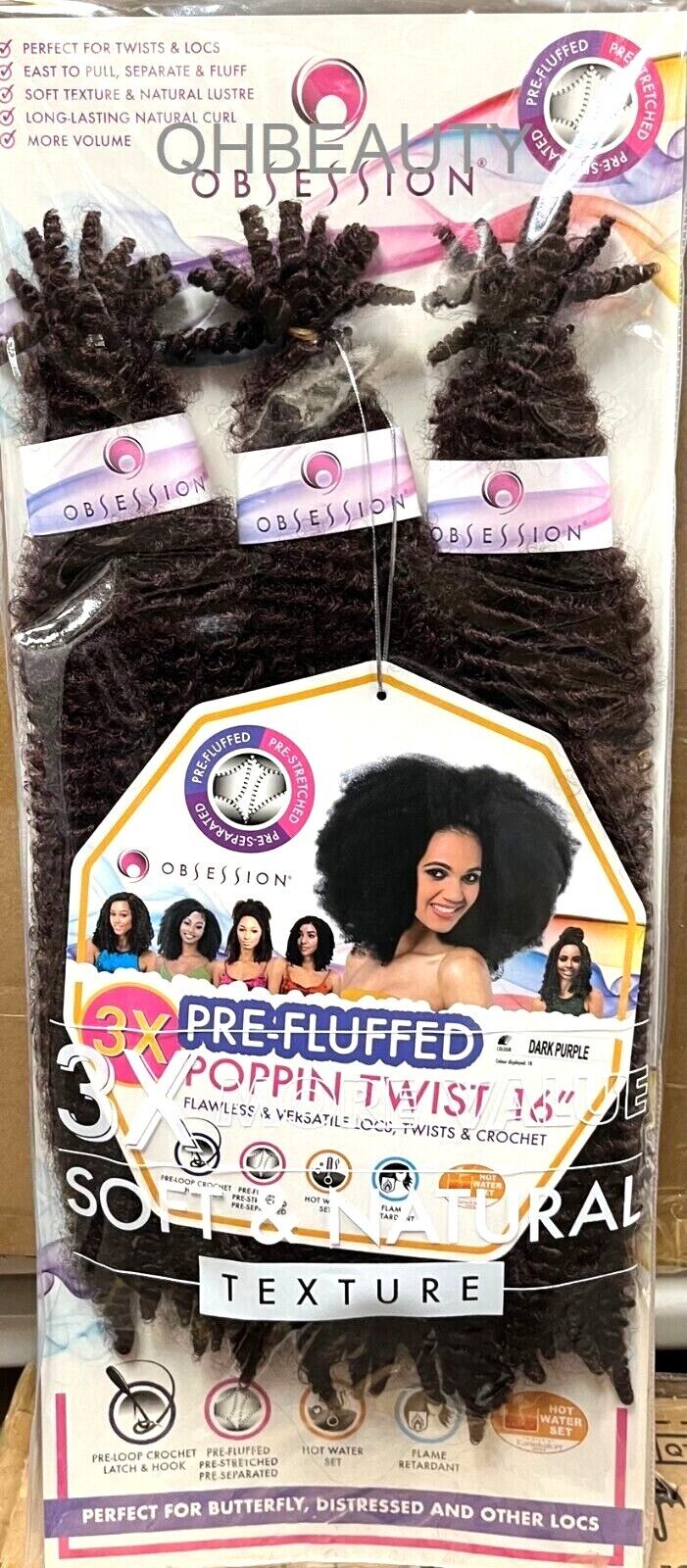 OBSESSION SYNTHETIC CROCHET SOFT BRAID 3X PRE-FLUFFED - POPPIN TWIST 16'' & 20"