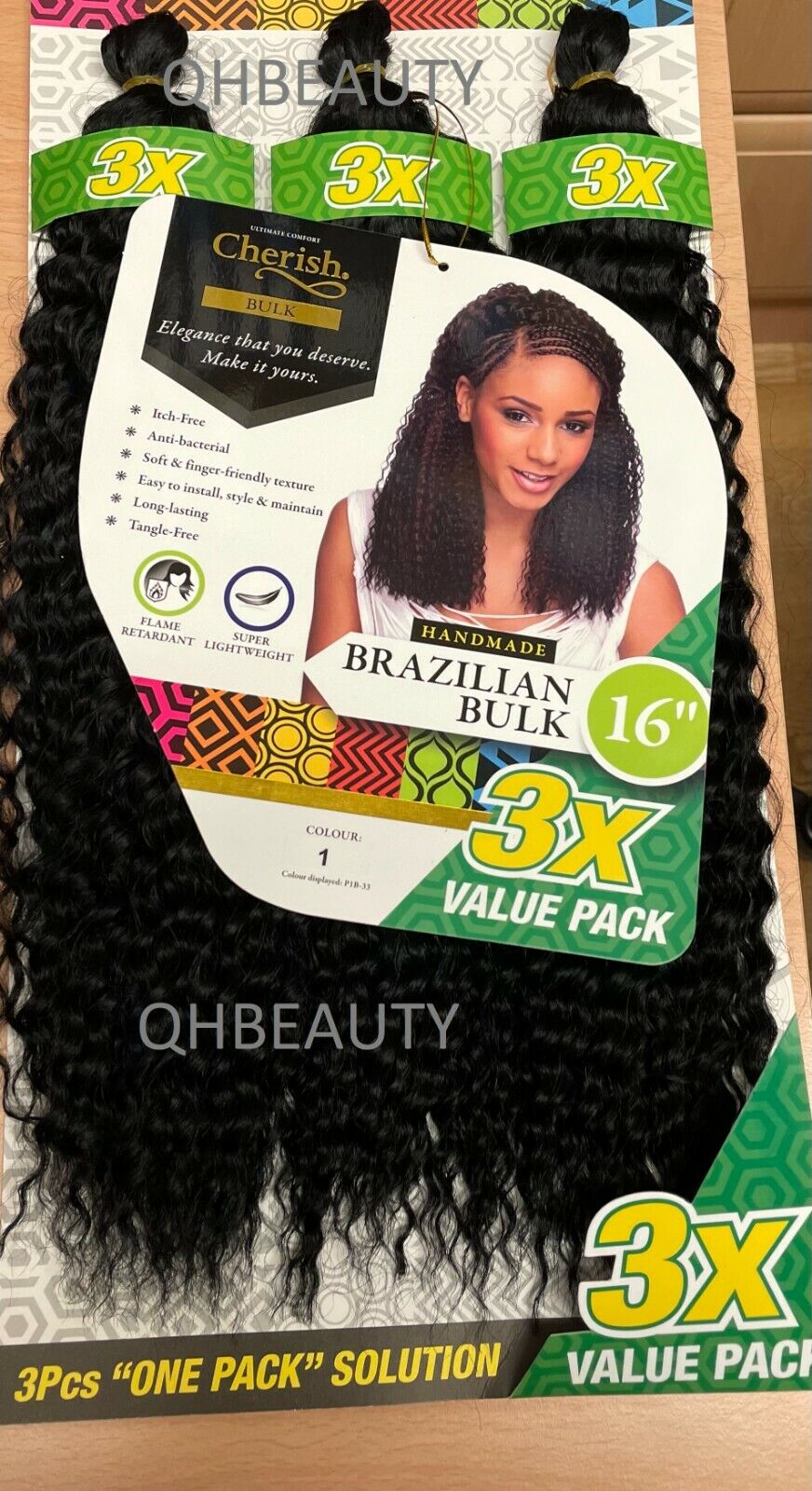 Cherish Synthetic Crochet Braid Hair Extension Handmade 3 x Brazilian Bulk 16''