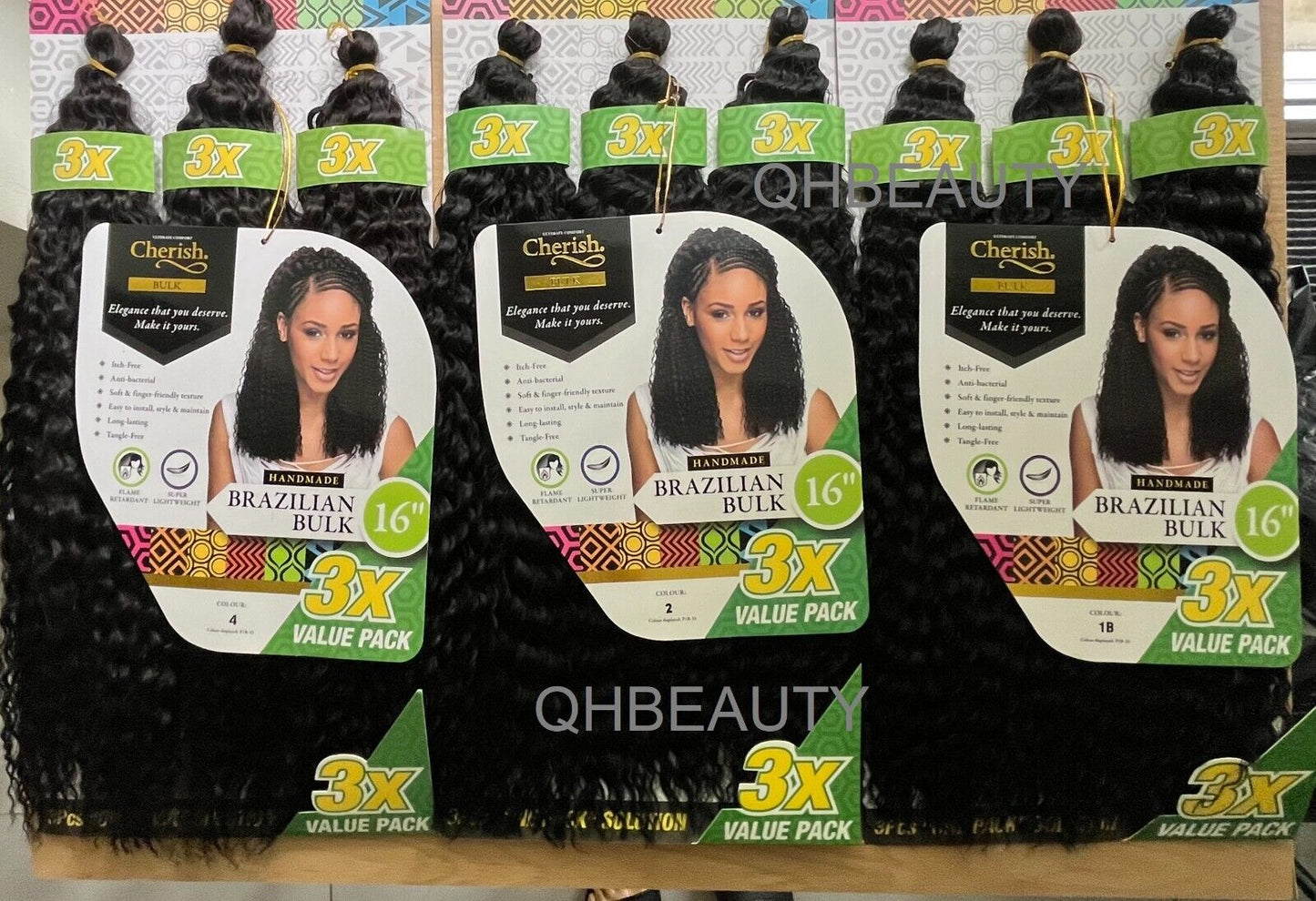 Cherish Synthetic Crochet Braid Hair Extension Handmade 3 x Brazilian Bulk 16''