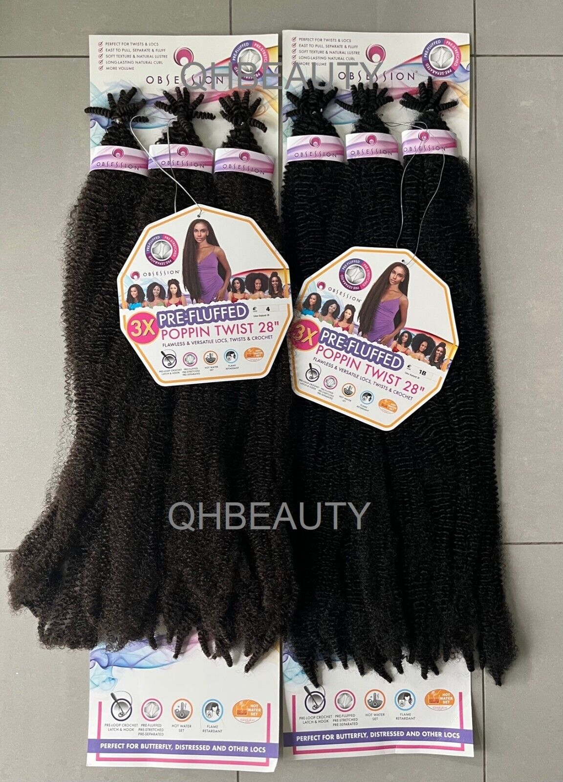OBSESSION SYNTHETIC CROCHET BRAID 3X PRE-FLUFFED - POPPIN TWIST 28 INCHES