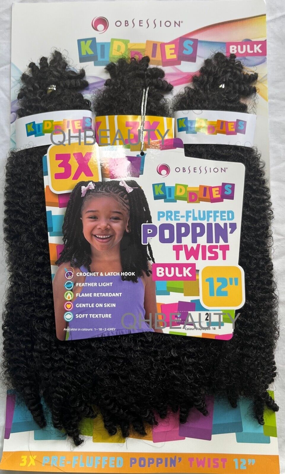 OBSESSION SYNTHETIC KIDS CROCHET BRAID HAIR EXTENSION BULK - POPPIN TWIST 12''