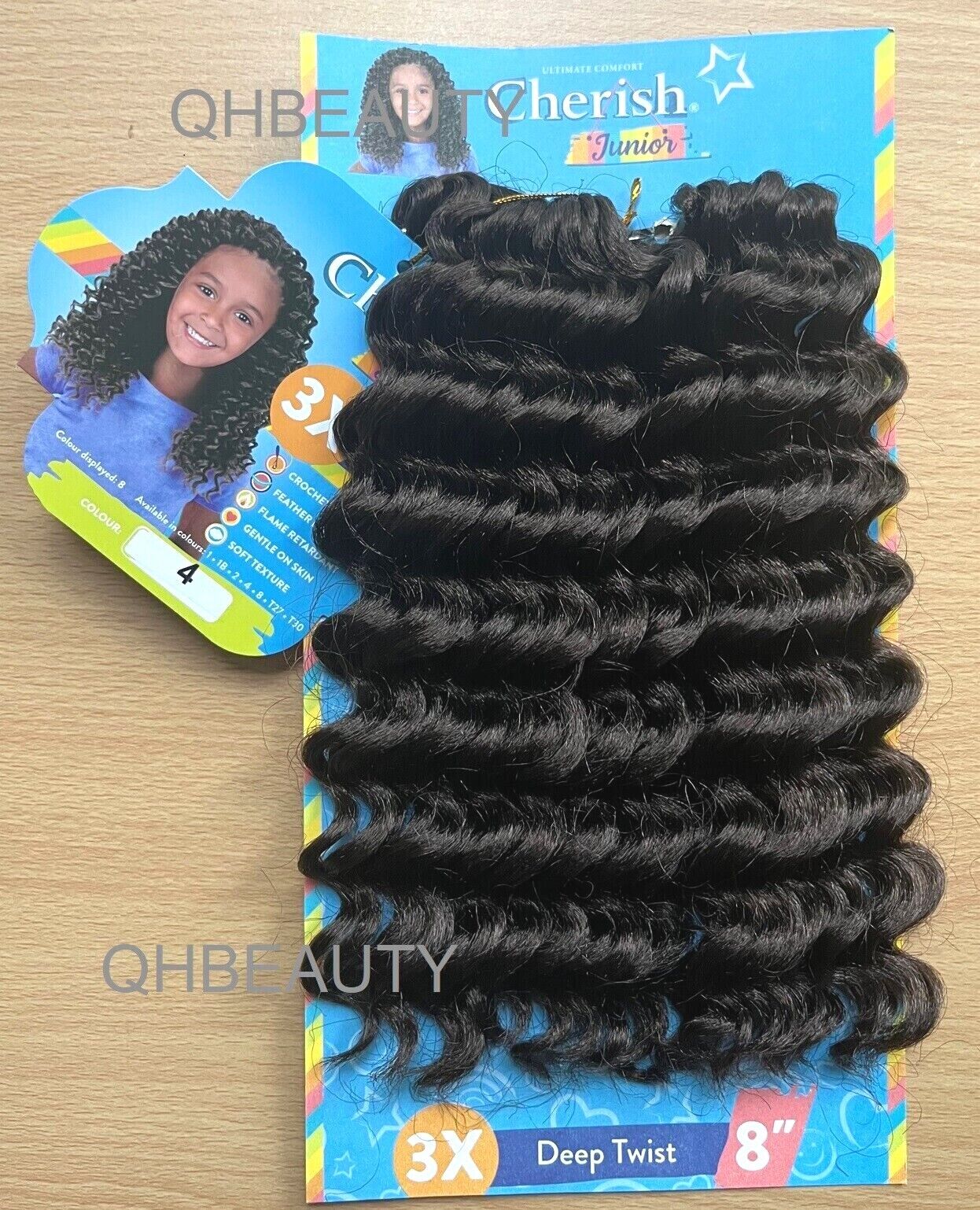 CHERISH SYNTHETIC JUNIOR KIDS CROCHET BRAID HAIR EXTENSION - 3 X DEEP TWIST 8 ''