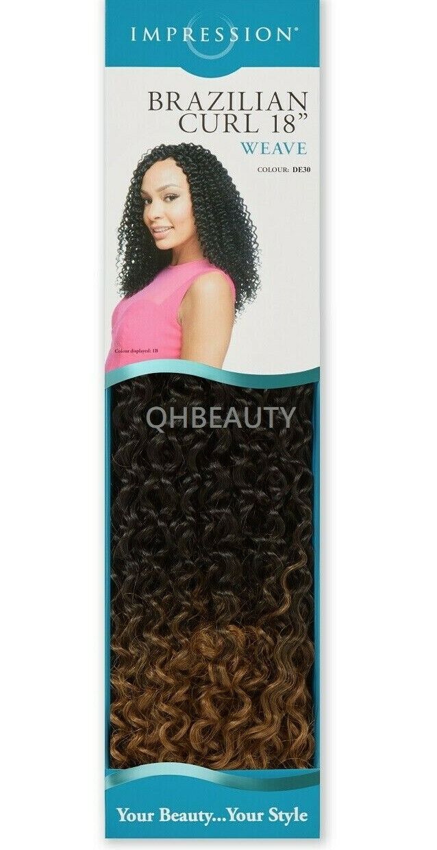 IMPRESSION SYNTHETIC LONG CURLY HAIR EXTENSION WEAVE - BRAZILIAN CURL 18 INCH